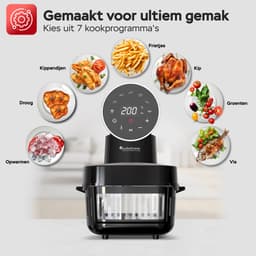 Turbotronic AFG6 Airfryer XXL met glazen bak- BPA & PFAS Vrij - 6L - Heteluchtfriteuse - Dual Heating - 50ºC tot 180ºC - 8 Kookprogramma's - Zwart — thumbnail 6
