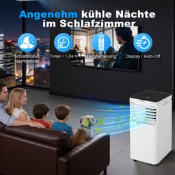 NETTLIFE Mobiele Airco 3-in-1 | 7000 BTU | Met Afvoerslang | Afstandsbediening LED Display Timer Wielen & Draaggreep | Voor Ruimtes Tot 25 m² — thumbnail 8