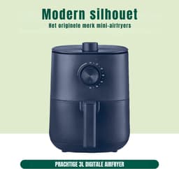 MIRA® Mini airfryer - Airfryer - Airfryer klein - Blauw - ‎23cm x 28cm x 30cm — thumbnail 4