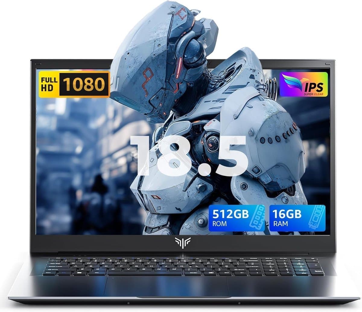 Acemagic AX18 18.5 inch Laptop Computer - Ryzen 4300U Processor(tot 3,7 GHz) - 7000 mAh Battery - 16GB DDR4 RAM 512GB SSD - WiFi 5 - Type C - Grijs — afbeelding 1