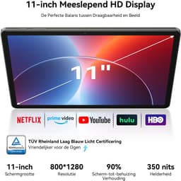 TABWEE Tablet - T50 Tablet - met over-ear hoofdtelefoon - 24GB RAM - 128GB ROM - Android 16 - 11 inch - 8000mAh - WIFI Tablet - OTG - Grijs — thumbnail 9