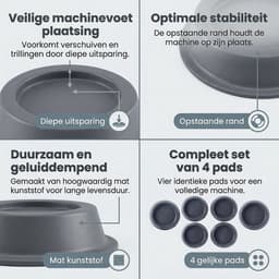 Cheqo® Trillingsdempers Wasmachine - Wasmachine Dempers - Wasmachine Verhoger - Anti Trillingsdempers Wasmachine - Anti Vibratie Dempers Wasmachine - Wasmachine Voetjes - Wasmachine Pootjes - Demper Pads Wasmachine — thumbnail 2
