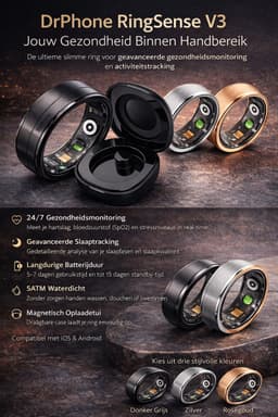 DrPhone RingSense V3 – Smart Ring - Europese ringmaat 59 - 5ATM Waterdicht – Slaapmonitor – Hartslagmeter - SpO2 + Case - Rose Goud Kleurig — thumbnail 4