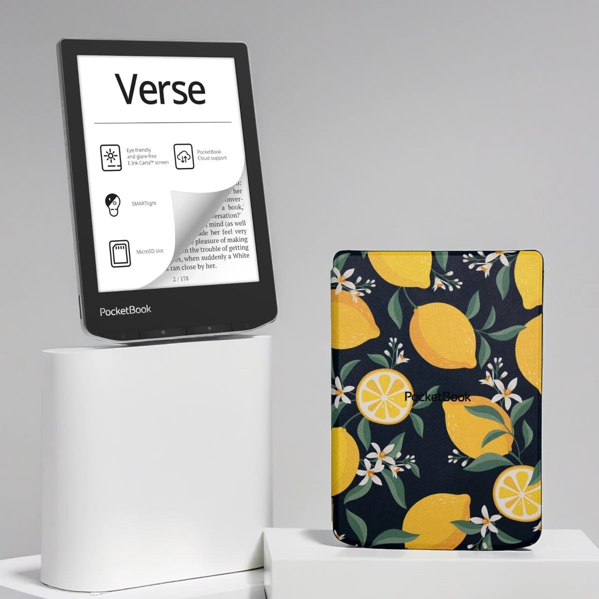 PocketBook Verse - E-reader - Mist Grey - Met Citroen / Lemon Print Hoesje - Voordeelbundel — afbeelding 1