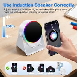 Kraftverdia - 5-in-1 Wireless Mini RGB Speaker - Telefoonhouder - Telefoonhouders Auto - Magnetisch - Bluetooth Speaker - Draadloze Oplader - Wireless charger - GSM Lader - 360° verstelbare houder voor iPhone/Android/iPad/Samsung - Cadeau — thumbnail 8