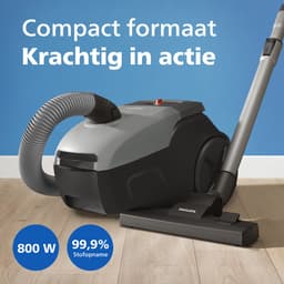 Philips 2000-Serie Stofzuiger met Zak - 800 W - Compact & Lichtgewicht - HEPA-filtersysteem - 9 meter bereik - Meubelmondstuk - Inclusief S-Bags - (XD2142/12) — thumbnail 3
