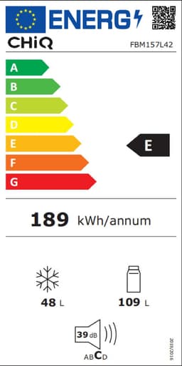 CHiQ FBM157L42 - Koel-vriescombinatie - 157 Liter - Low Frost - Hoogte 144 cm - 12 jaar garantie op compressor — thumbnail 2