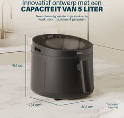 Princess 182270 Airfryer XL - Cyclonic Vision - 5L Heteluchtfriteuse - PFAS vrij - Skylight Kijkvenster en Digitaal Display - 8 Programma's en 1500W - Inclusief Grillrek en Shake Reminder - 182270 — thumbnail 13