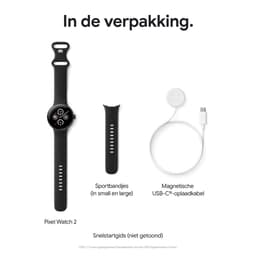 Google Pixel Watch 2 - Zwart - Met GPS - Hartslagmonitor - Stressmanagement - Zwarte Siliconenband — thumbnail 3