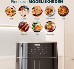 Princess Digitale Airfryer XXL 182254 - 8 liter - Extra Groot - PFAS vrij - Heteluchtfriteuse - Inclusief in hoogte verstelbaar Grillrack - Digital Touchscreen - 8 Automatische Programma's - 1800W - Zwart — thumbnail 20