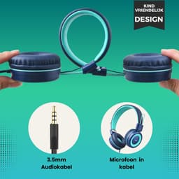 Kinderkoptelefoon met Draad – Koptelefoon Kind – HUFTERPROOF Hoofdtelefoon met Kabel en Microfoon voor School en Tablet – Geluidsdempend – Volumebegrenzer — thumbnail 3