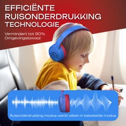 PowerLocus Tiger Draadloze Over-Ear Koptelefoon voor Kinderen, Active Noise Cancelling, 74dB/85dB/94dB Limiet, met Microfoon - Blauw/Zwart — thumbnail 10