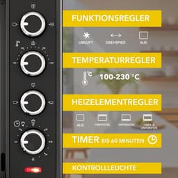 Heinrich´s HMO 8407 Oven met hete lucht - 60L – Oven met draaispit, airfryer-inzetstuk – binnenverlichting - 2000W — thumbnail 9