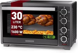 Heinrich´s HMO 8401 Mini-oven met hete lucht - 30L - kleine oven met draaispit, airfryer-inzetstuk – binnenverlichting - 1600W — thumbnail 1