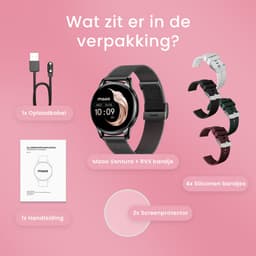 Maoo Ventura AMOLED Smartwatch Dames - RVS en 4x Siliconen Bandje - Stappenteller - Hartslagmeter - Slaapmonitor - Multisport - Geschikt voor Android en iOS - Zwart — thumbnail 10