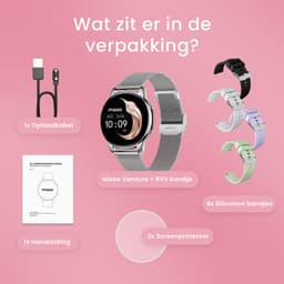 Maoo Ventura AMOLED Smartwatch Dames - RVS en 4x Siliconen Bandje - Stappenteller - Hartslagmeter - Slaapmonitor - Multisport - Geschikt voor Android en iOS - Zilver en Wit — thumbnail 9