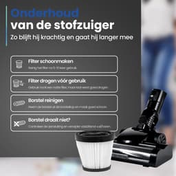 Saaf G90M Steelstofzuiger met Dweilfunctie - 8-delige set met Buigbare Steel - 26.5Kpa - Stofzuiger zonder Zak - 200W - Draadloos - Zwart — thumbnail 8