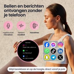 Siltcon® Auréa Smartwatch Dames - Horloge Dames - Stappenteller Horloge Dames - Hartslagmeter - Slaapmonitor - Saturatiemeter - Geschikt voor iOS/Android - AMOLED - RVS - Elke pols - Incl. 5 Bandjes — thumbnail 3