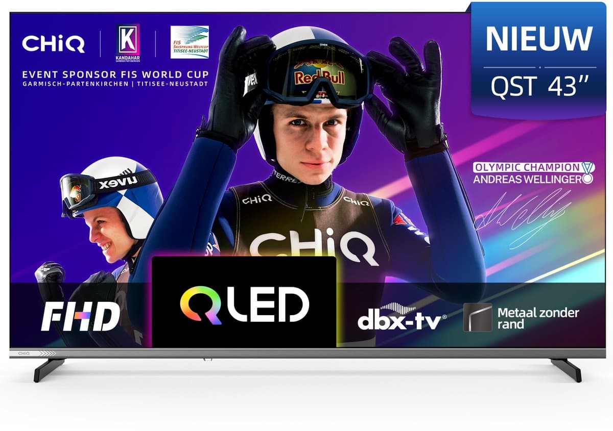 CHiQ L43QST - Smart TV 43 Inch - QLED Pro Google TV - Full HD - Randloos Metal Design - Dolby Audio - Nieuw — afbeelding 1