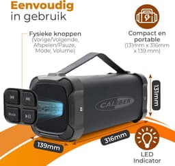 Caliber Bluetooth Speaker -Draagbare radio - Draadloze Speaker - Stevige Handgreep - 40 Watt - Met FM Tuner - Tot 6 uur muziek met accu (HPG525BT) — thumbnail 4