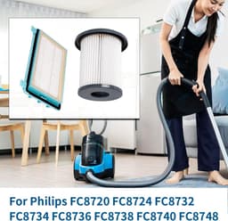 Pak van 2 motorfilters HEPA geschikt voor Philips FC8712 FC8714 FC8720 FC8722 FC8724 FC8732 FC8734 FC8736 FC8738 FC8740 — thumbnail 2