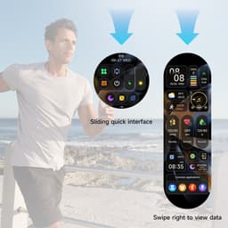 Knobbout 1.53" Stijlvolle Sport Smartwatch – NFC- Kompas, Hoogtemeter, Barometer-Bluetooth Bellen - Draadloos Opladen - hartslag, bloeddruk, zuurstofgehalte (SpO₂) - AI Assistent - medicatie innemen alert - Zwart Leren + Siliconen Band — thumbnail 6