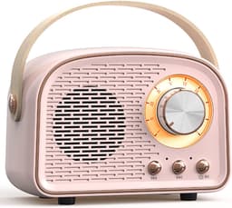 Retro Vintage Radio Bluetooth Speaker - Draadloze Stereo Speaker met FM Radio - Vintage Design - Bluetooth 5.0 Draadloze Speaker voor Kristalhelder Geluid - Perfect voor Thuis & Buiten - Roze — thumbnail 1