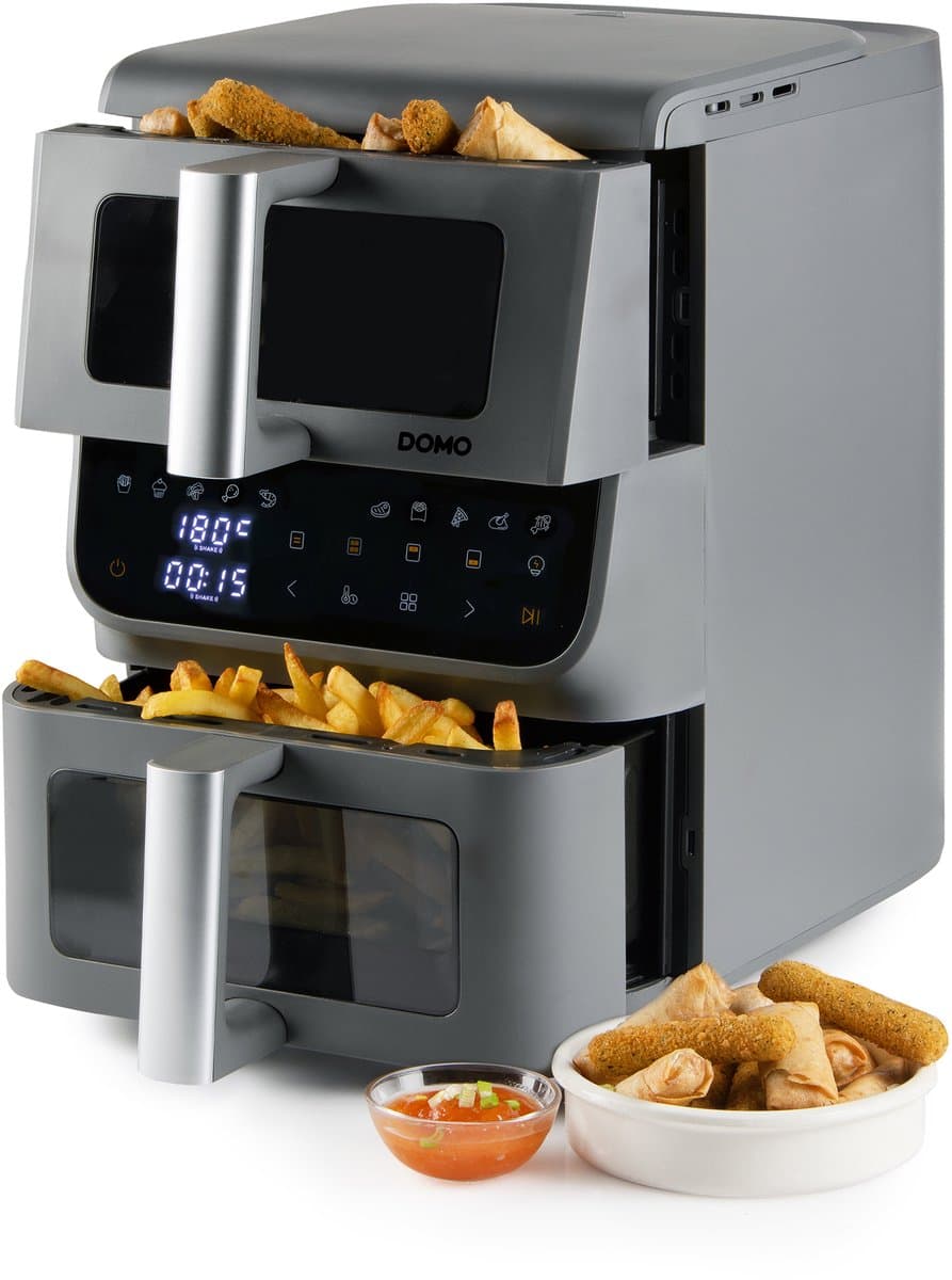 DOMO DO550FR Dubbele Airfryer XX - Heteluchtfriteuse - 3,5 + 6,5 L – 2500 W - Grijs — afbeelding 1