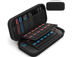 Sounix Case Geschikt voor Nintendo Switch 2 - Met opbergvak voor 24 games - Extra hoog Hoesje - Waterdicht en schokbestendig - Zwart