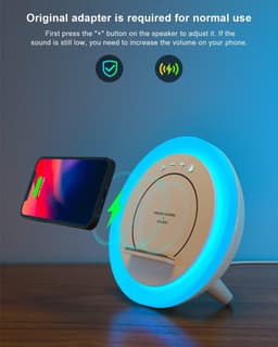 Crrynuo - Bluetooth Speaker - Draadloze Speaker - Multifunctionele LED Speaker - 1 Stuk - 4-In-1: Speaker + Nachtlamp + Oplader + Houder - Wit — thumbnail 5