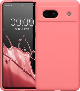 kwmobile telefoonhoesje geschikt voor Google Pixel 7a - Hoesje met siliconen coating - Smartphone case in Pastelkleurig koraal — thumbnail 2