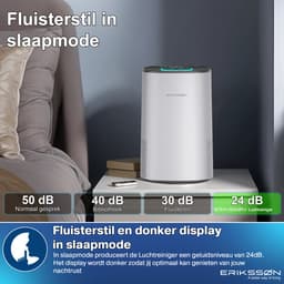 Erikssøn Luchtreiniger Air Purifier Elite - 2x HEPA-14 Filter - Wit - 240 m3/u - Vermindert Stof En Pollen - Met Hepa Filter - Met Ionisator — thumbnail 4