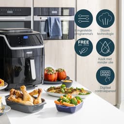 Princess 182080 Steam Airfryer 6,5L – 2-in-1 Stoomoven & Heteluchtfriteuse – 1700W – 8 Programma’s – Digitaal Display – Gezond Koken – Zwart — thumbnail 8