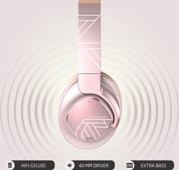 PowerLocus MoonFly Koptelefoon Over-Ear met Active Noise Cancelling, Draadloze Hoofdtelefoon, Voice Assistant Activation - Rose Gold — thumbnail 6