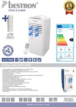 BESTRON AAC9000 MOBIELE AIRCONDITIONER 9000 BTU WIT 1010 WATT — thumbnail 2