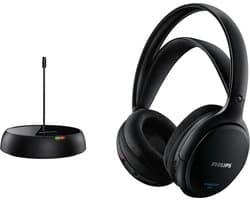 PHILIPS SHC5200/10 HiFi TV Hoofdtelefoon Draadloos Over-Ear (32-mm-Luidspreker, Draadloze FM-transmissie, Zelfinstellende Binnenhoofdband, Lichtgewicht Ontwerp, Oplaadbaar), Zwart