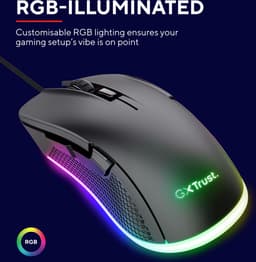 Trust GXT 922 Ybar Gaming Muis - 7200 DPI - RGB Verlichting - USB Bedrade Gaming Muis - Zwart — thumbnail 13