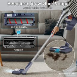 Erikssøn Steelstofzuiger Air Pro Elite 9000 - 2 Accu's - Stofzuiger Draadloos - Zonder Zak Op Accu - Grijs/Blauw — thumbnail 2