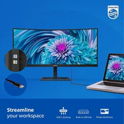 Philips 346E2CUAE - QHD Curved Ultrawide Monitor - USB-C 65w - EPEAT & TCO - 34 Inch — thumbnail 5