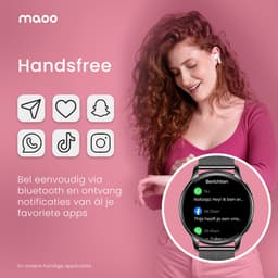 Maoo Ventura AMOLED Smartwatch Dames - RVS en 4x Siliconen Bandje - Stappenteller - Hartslagmeter - Slaapmonitor - Multisport - Geschikt voor Android en iOS - Zwart — thumbnail 7