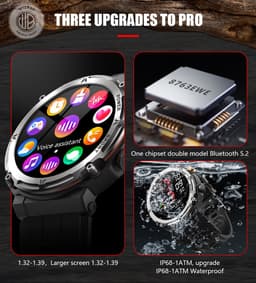 WizBay Premium Select® Smartwatch 1.39 inch - Bluetooth Bellen - Hartslag en Zuurstofmeting - Slaapmonitor - Sportmodi - AI Voice - IP67 - Mat Grijze RVS Kast - Zwarte TPU Band — thumbnail 17