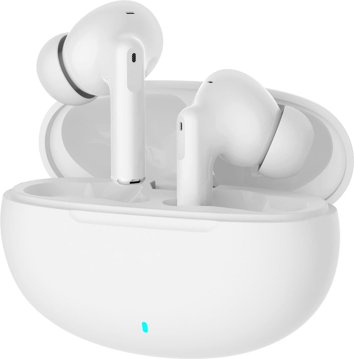 OOQE FLOW MAX - Draadloze Oordopjes - Bluetooth Oordopjes - Oortjes Draadloos - ANC - Lange Batterijduur - Zuiver Geluid - Geschikt voor Samsung en Apple - Geschikt voor Muziek, TV en Laptop - Ergonomisch - Wit — afbeelding 1