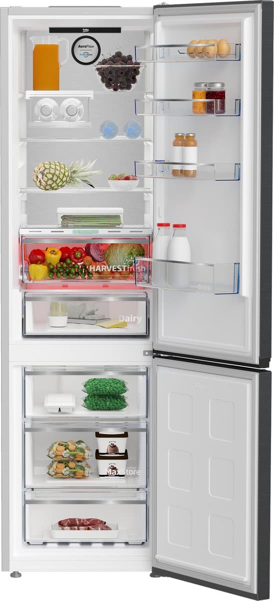 Beko B7RCNA407ZXBRW harvestfresh vrijstaande koel-vries combinatie donker RVS 203,5 cm — afbeelding 1