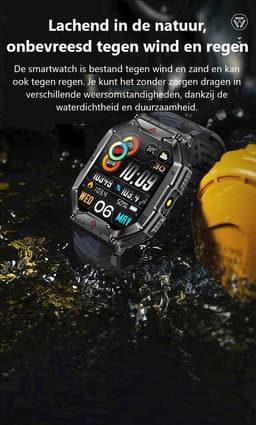 Kiraal Survive - Smartwatch Heren - Mannelijke Elegantie - Robuust Smartwatch Ontwerp - Android & iOS - Stijlvol Zwart Design - Camouflage Band — thumbnail 4