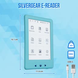 eReader 6 inch - E-Reader met Backlight - Ebook Reader - 17H Schermtijd - 4GB - Blauw - Silvergear — thumbnail 2