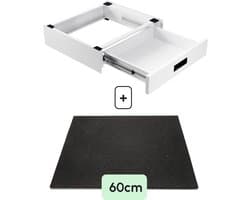 Bodo® - Stapelkit & Anti trillingsmat voor Wasmachine en Droger - Tussenstuk met Uitschuifbare Opberglade - Wit