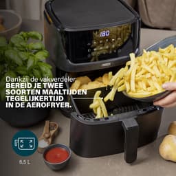 Princess 182061 Airfryer XXL 6,5L - Digitale Heteluchtfriteuse met Uitneembare Scheidingswand - Zwart - 1800 watt - 12 programma's - Digitale timer - Temperatuurbereik 80-200 °C - BPA- en PFOA-vrij — thumbnail 7