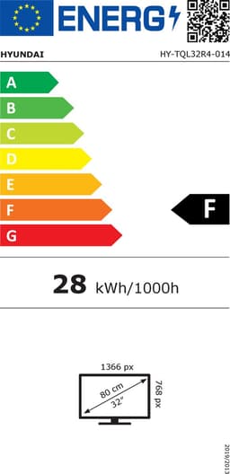 Hyundai - Led tv - 32 inch (80cm) - HD - Drievoudige tuner - HDMI x2 - USB 2.0 multimedia x2 - CI+ hoofdtelefoonuitgang Coaxiale uitgang — thumbnail 2