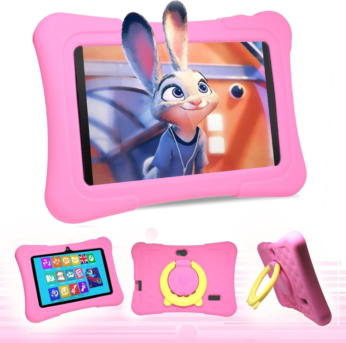 Kindertablet vanaf 3 jaar – Tablet voor Kinderen met Kinderhoes – 7 Inch – 32 GB – 4500 mAh Batterij – 2 GB Werkgeheugen – Android 11 – Roze — afbeelding 1