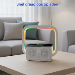 longziming -Luidspreker – Bluetooth Speaker – Draadloos Oplaadstation met Bluetooth Speaker – LED Sfeerverlichting – Speaker met Helder Geluid – Multifunctionele Bureau- en Nachtkast Speaker — thumbnail 8